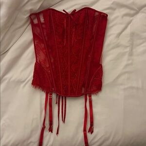 Red Lace Corset with Garters